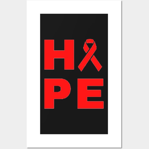 Hope Awareness Ribbon (Red) Wall Art by CaitlynConnor